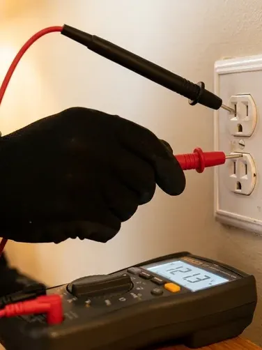 Testing voltage at a residential outlet with a multimeter